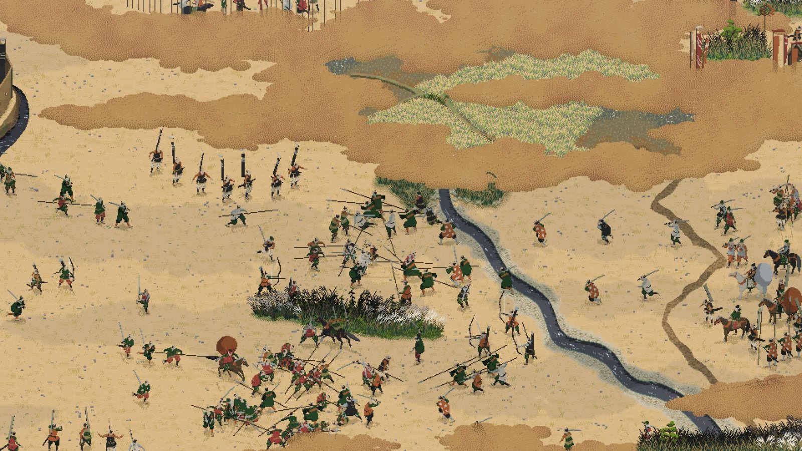 Close-up view of Yusuke Shigeta's pixelated recreation of the iconic Japanese battle of Sekigahara. 