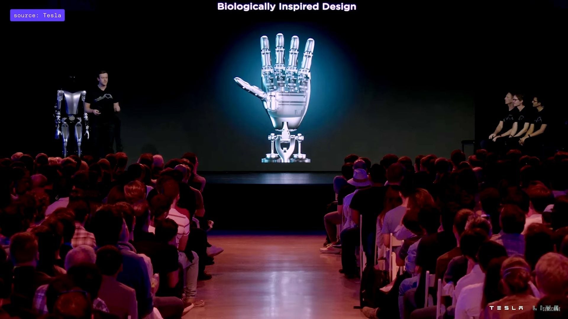 Tesla employee's explain the Optimus robot's innovative hand design at AI Day 2022.