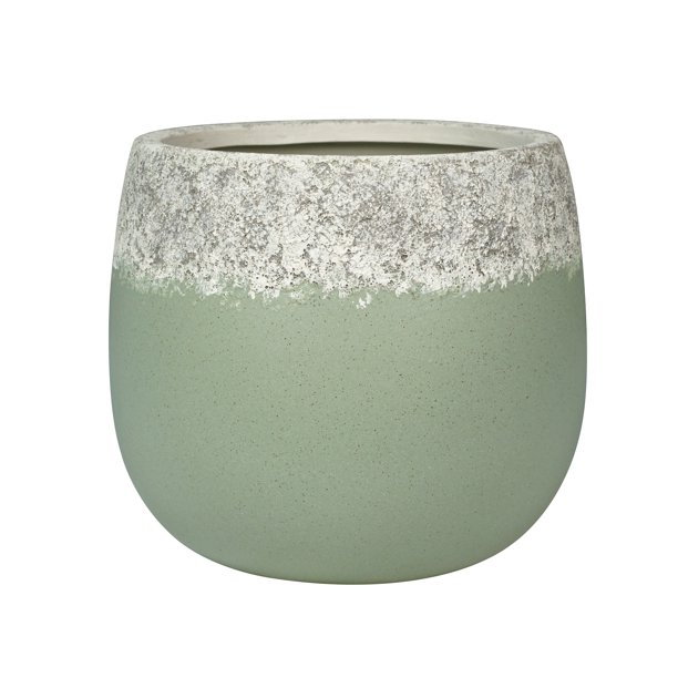 Green Ceramic Planter, featured in Dave and Jenny Marrs' new outdoor collection for Walmart.