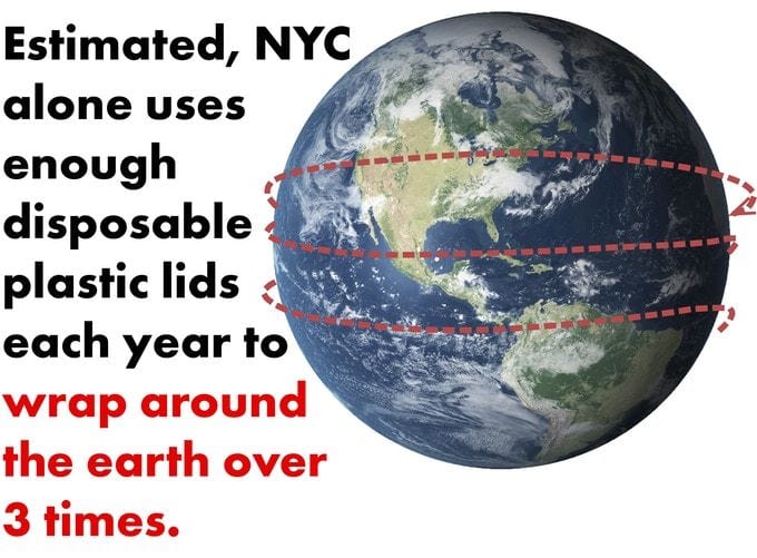 Graphic illustrating New York City's immense disposable plastic output