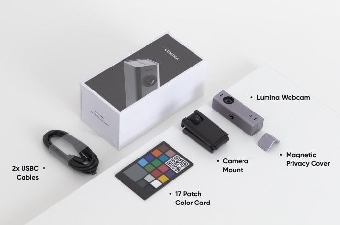 Graphic breaks down all the components that go into the Lumina 4K webcam.