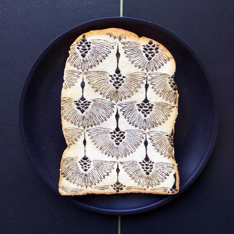 Japanese fan toast art by Manami Sasaki.