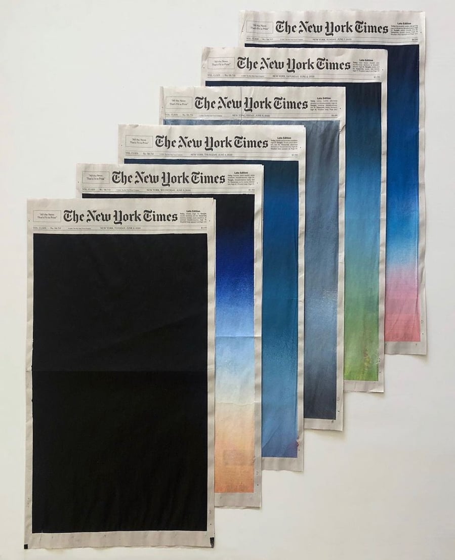 Sho Shibuya's stunning sky pictures bring beauty and lightheartedness to otherwise-grim New York Times papers.