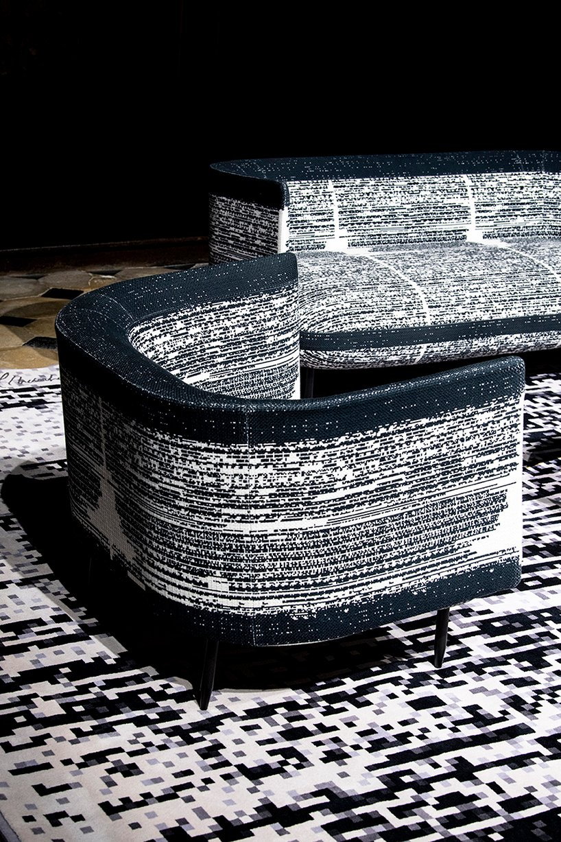 Seemingly pixelated chairs and couches featured in Miguel Chevalier and A+A Cooren Studio's collaborative 