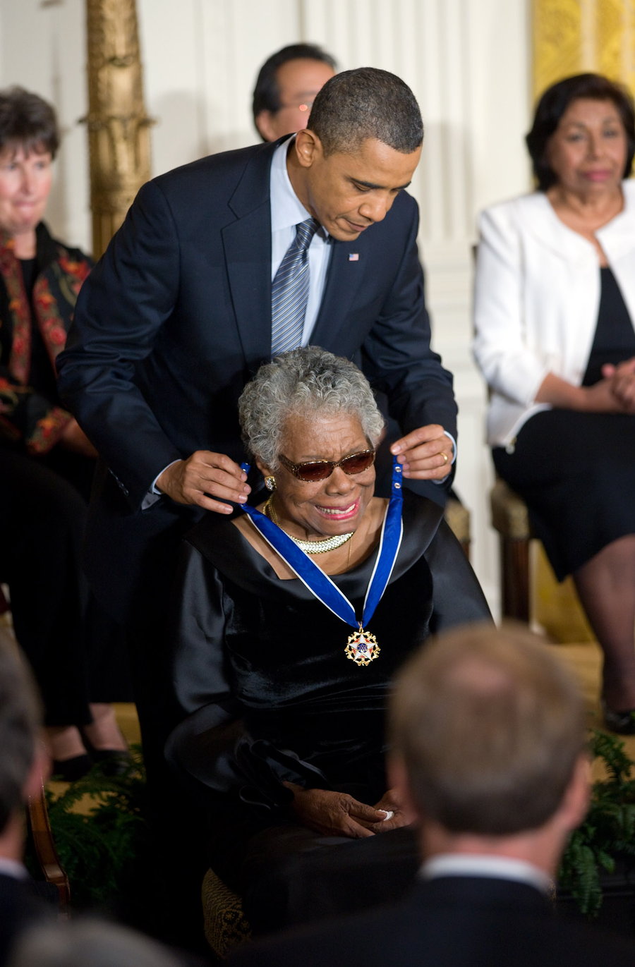 President Barack Obama honors Maya Angelou with the Presidential Medal of Freedom.