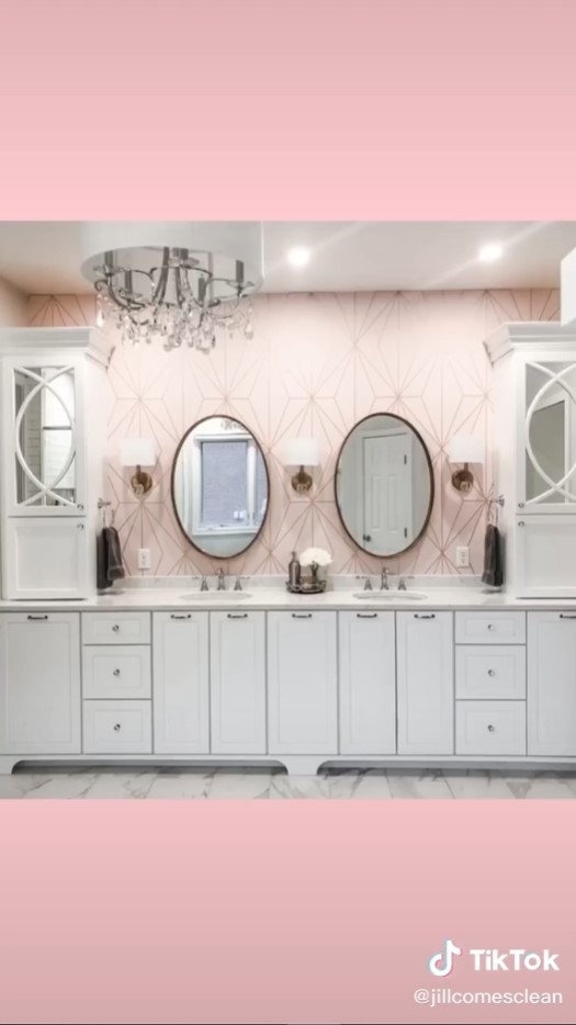 Pink bathrooms are all the rage on TikTok in 2021.