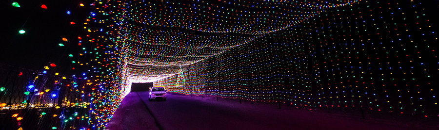 The Las Vegas Motor Speedway, which is covered in miles of colorful Christmas lights every holiday season.
