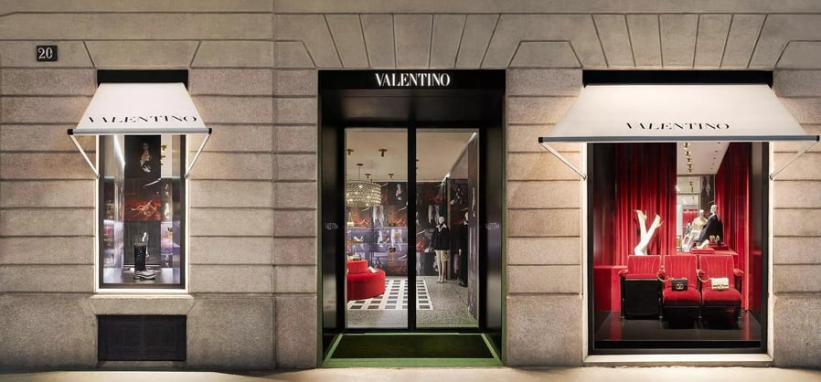Luxury fashion house Valentino storefront in Russia.