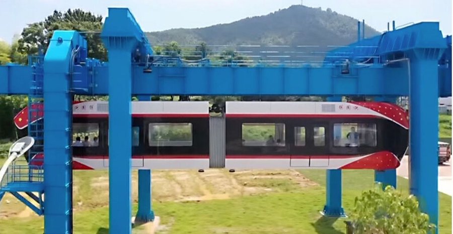 China's Red Rail Sky Train 