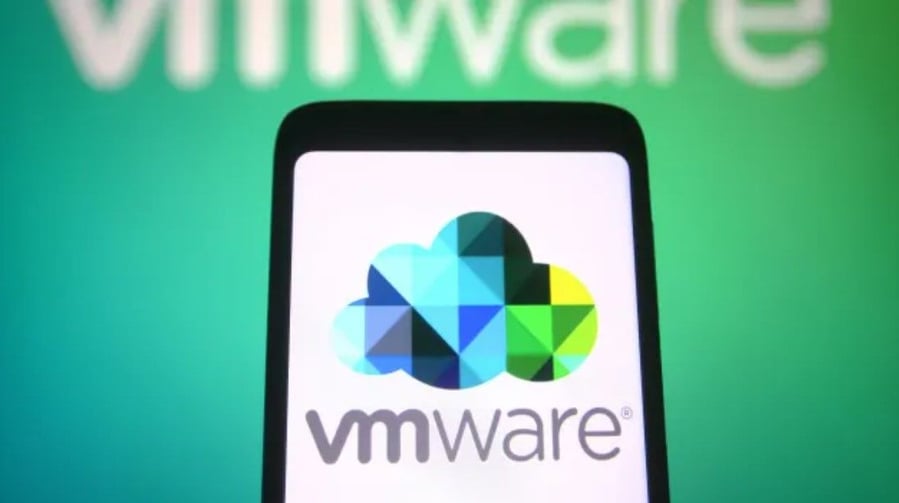 VMware logo open on a smartphone.