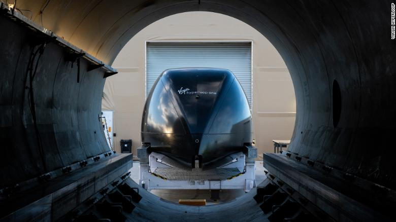 Front View of the Virgin Hyperloop Test Pod