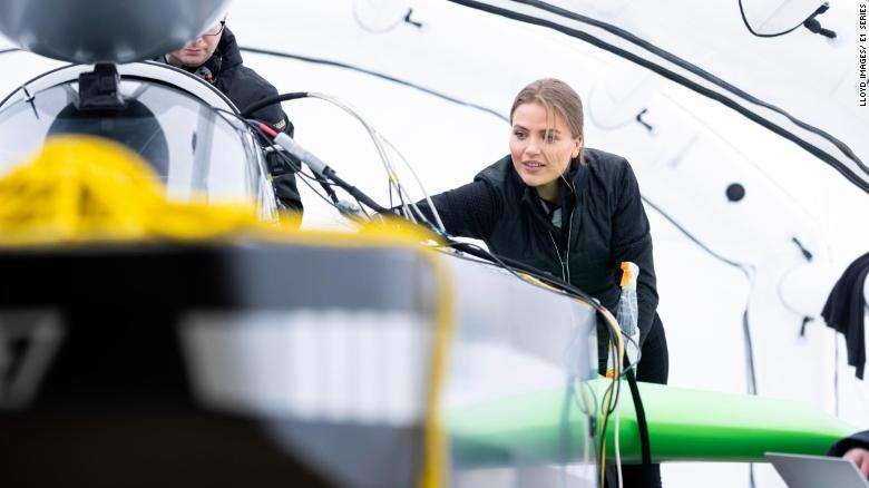 Sophi Horne, one of the principle designers of the E1 RaceBird electric hydrofoil boat. 