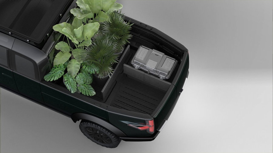 Modular dividers like these allow for separation in the Canoo electric pickup truck's bed.