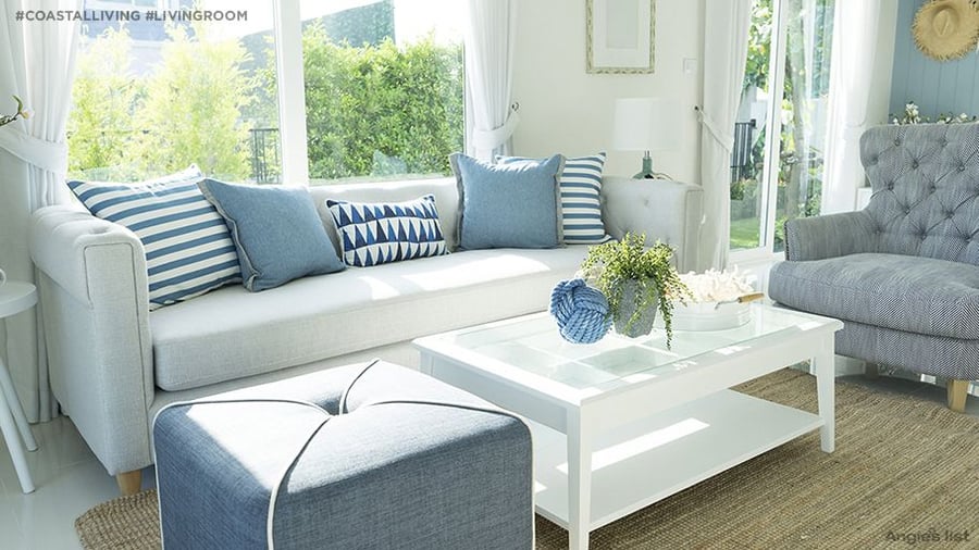 A typical Coastal Living-style living room, as created by Angie's List. 