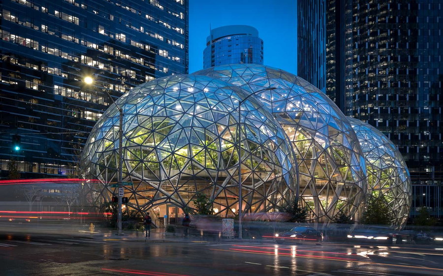 The Amazon Spheres, the company's biodome workspaces in Seattle, Washington