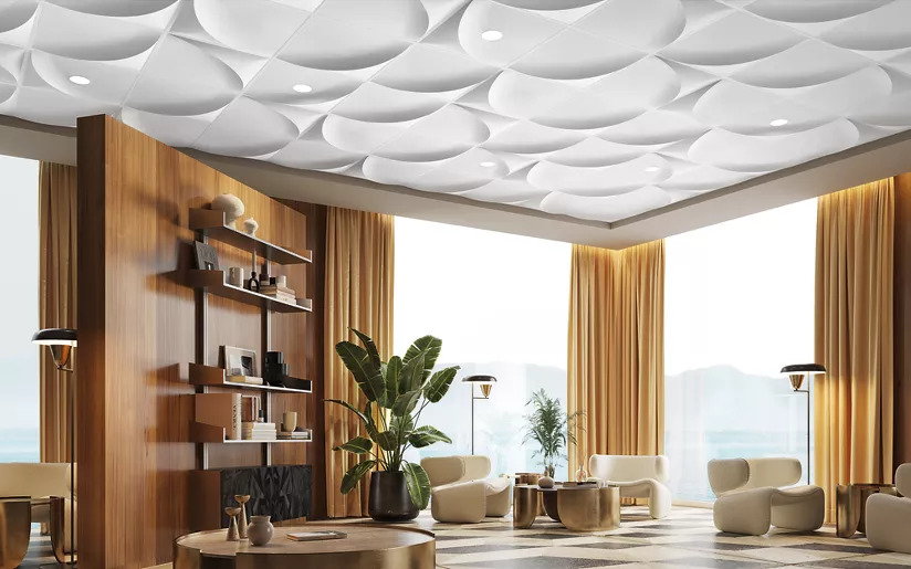 Stunning living space gypsum ceiling by Armstrong.