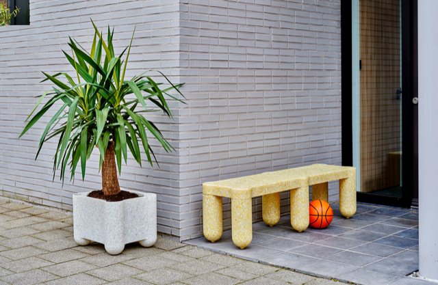The recycled Afterlife collection benches are weatherproof enough to be used as outdoor furniture, too.