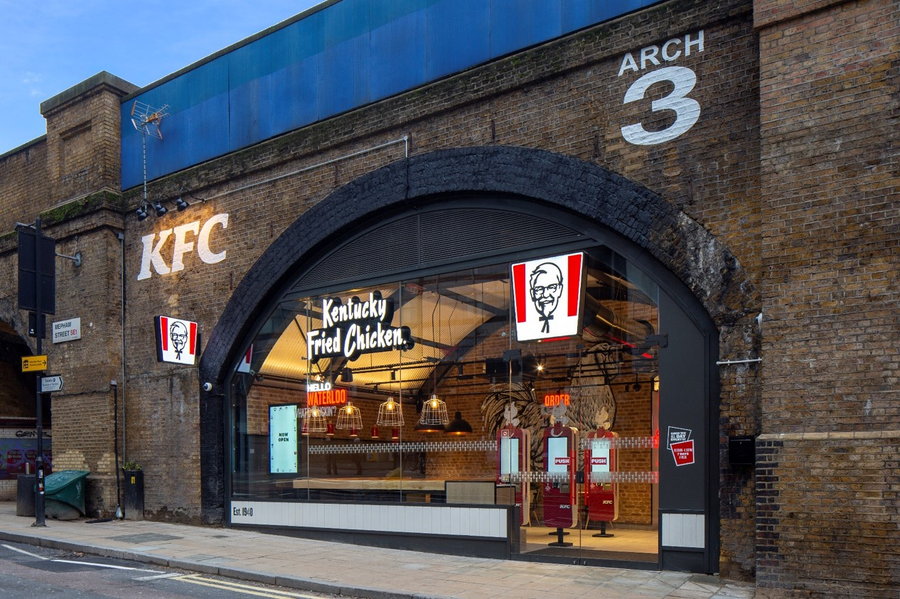 Front exterior view of a modernized UK KFC.