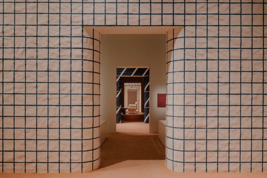 Hermès' Milan Design Week tiny village display was all about graphic textiles and architecture.