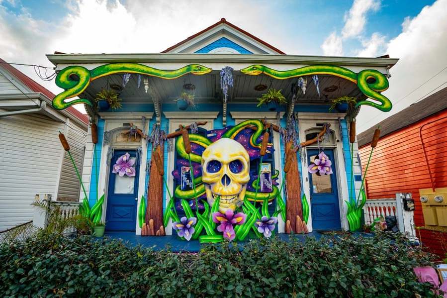 A Dr.John-themed house float created as a form of COVID-safe Mardi Gras celebration in 2021.