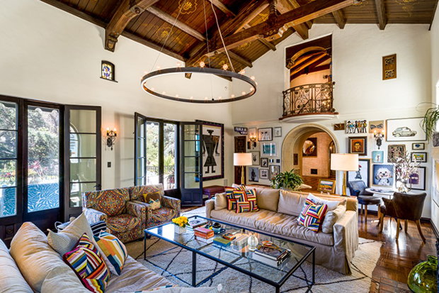 Traditional Spanish-style living area inside Leonardo DiCaprio's New LA Home