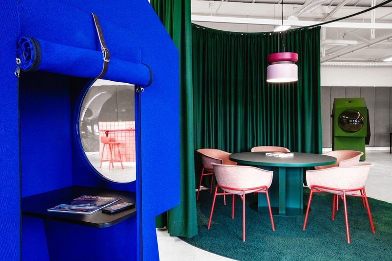 View inside a privacy pod inside Studio Aisslinger's Revamped LOQI Headquarters in Berlin.