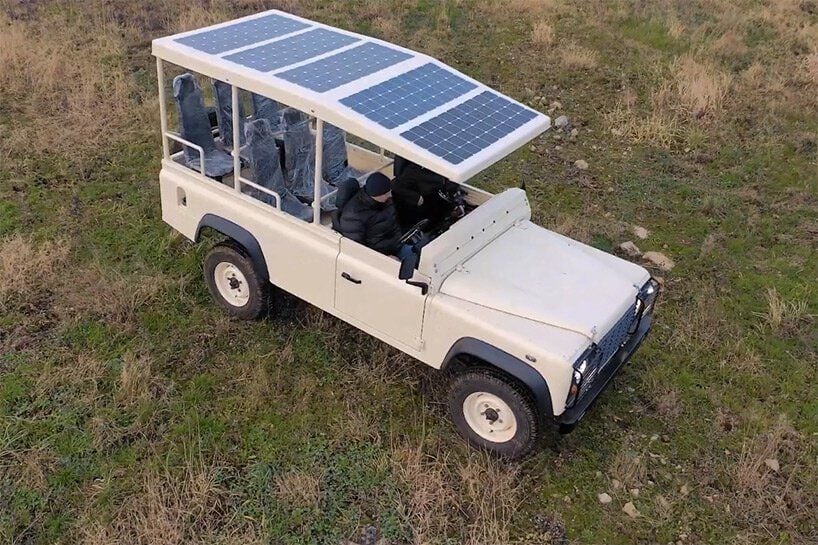 Sunreef Yachts' Land Rover Defender, a custom-built safari car that runs on the same technology used in the company's eco-catamarans. 