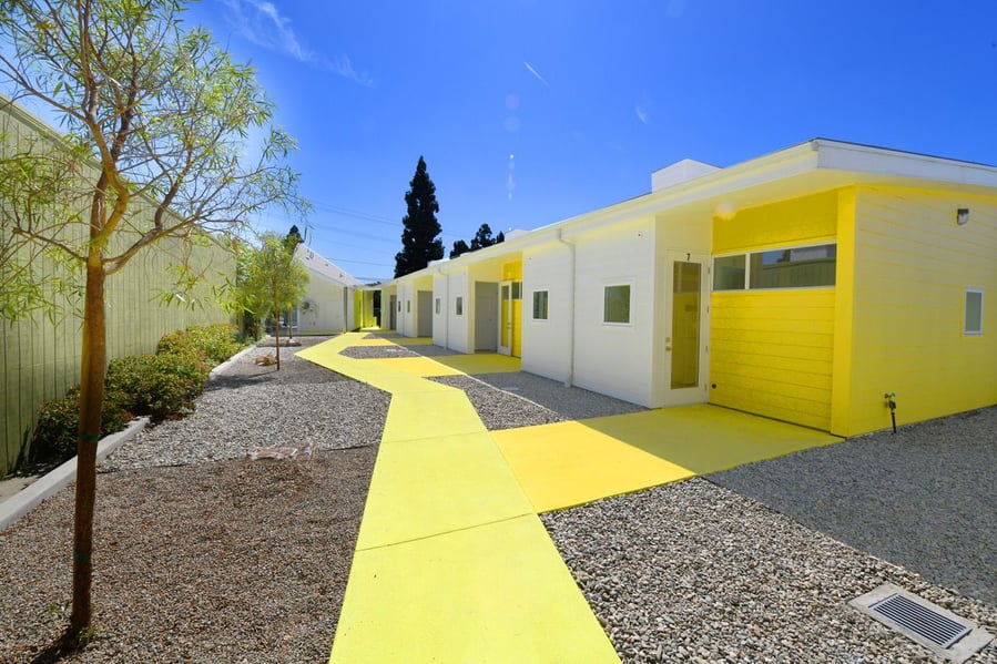 The bright Willowbrook Apartments for disabled veterans, designed by Lehrer Architects.