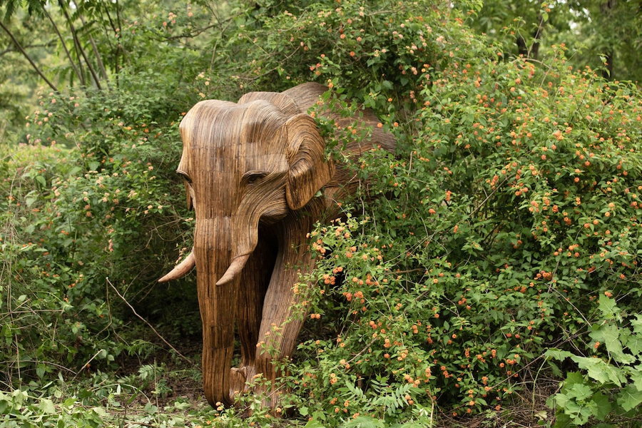 One of several wooden elephant sculptures conceptualized for the 