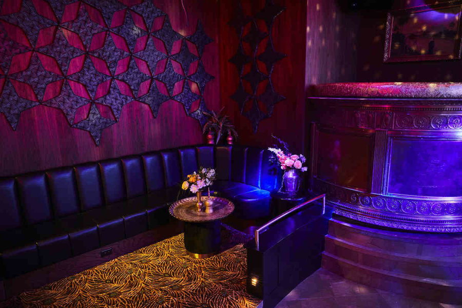 Chic, eclectic design choices inside the re-created Turk's Inn supper club.
