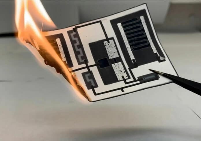 Researchers can burn the paper circuit boards not in use to eliminate waste altogether. 