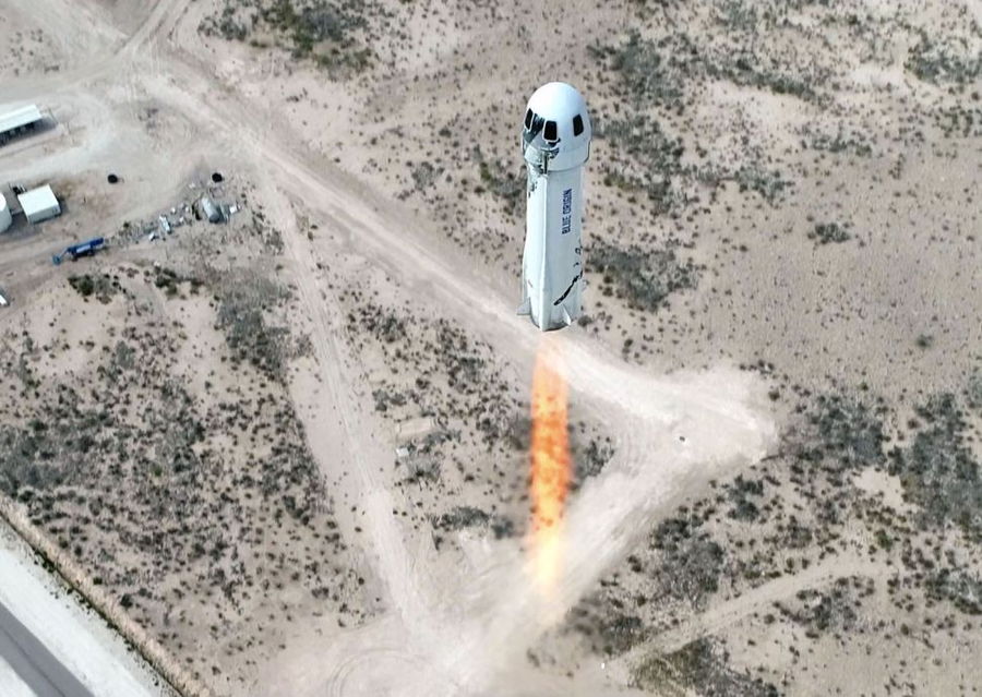 Blue Origin's New Shepard Rocket-Capsule combo carries billionaire Jeff Bezos into space.