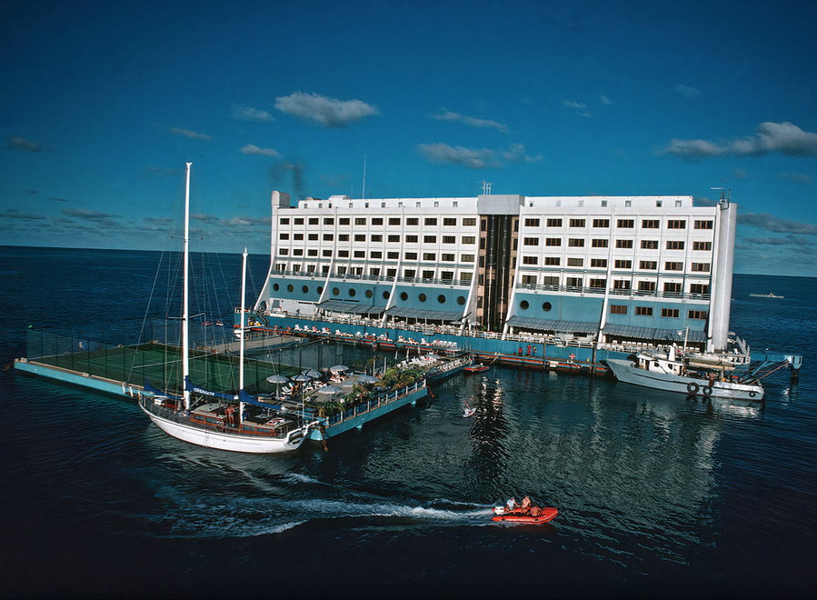 Photo of the Barrier Reef Resort upon its initial opening in the 1980s.