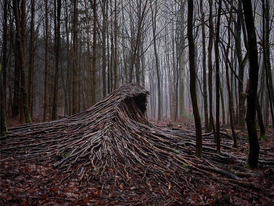 Cresting wooden waves assembled by photographer Jörg Gläscher during the COVID-19 lockdowns of 2020. 