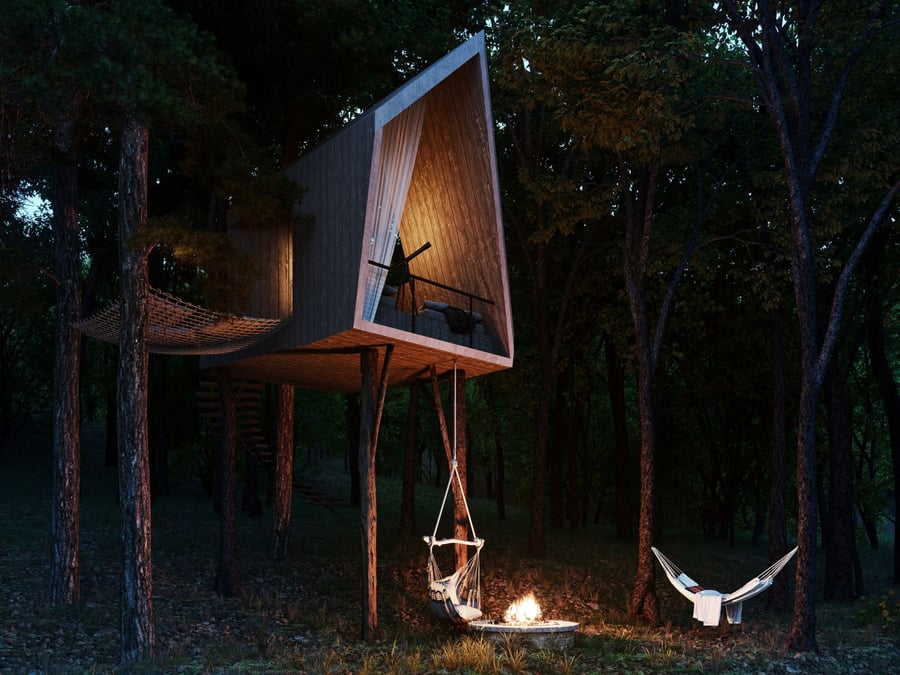 The Sylvan Rock Treehouse is equal parts ultramodern retreat and spooky woodland lodge.