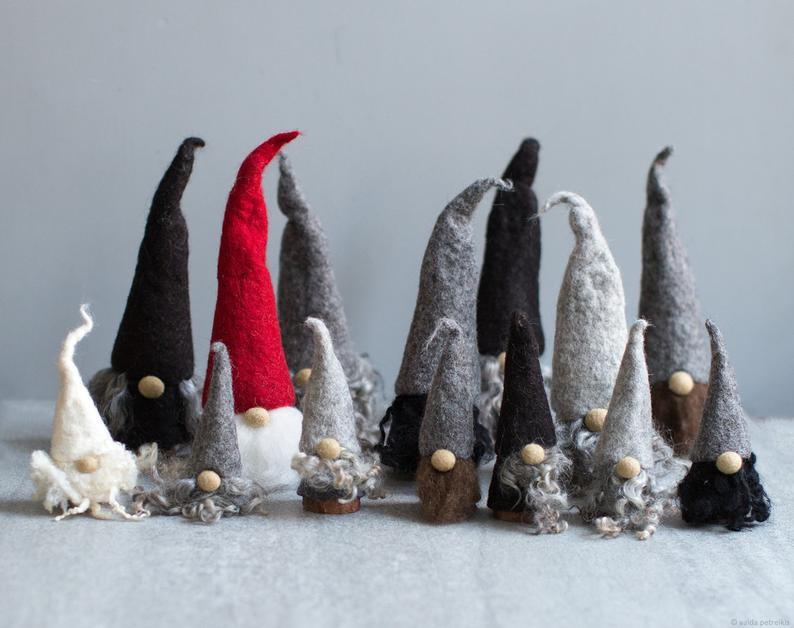 These Scandinavian-style holiday gnomes bring in the hygge with their soft, wool hats and flowing beards.