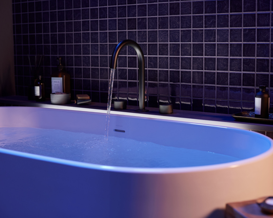 Kohler's ultra-smart new Stillness Bath is equipped with color-changing lights.