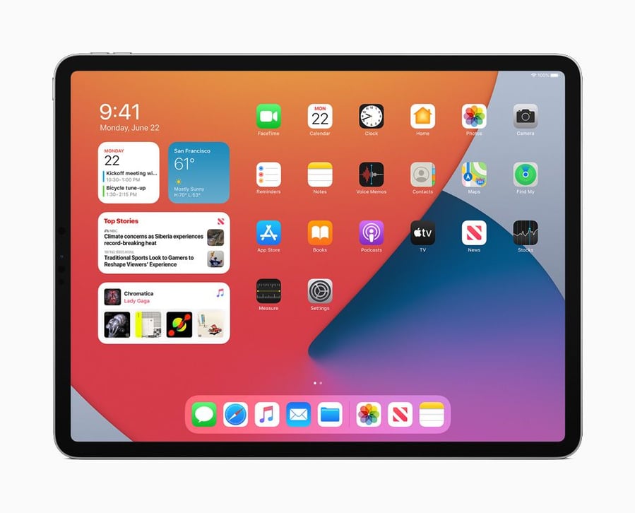 Screen shot displaying some of the streamlined features available with iPadOS 14.