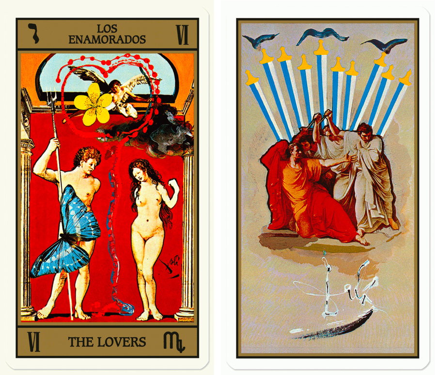 Two cards from artist Salvador Dalí's Limited Edition Tarot Deck 