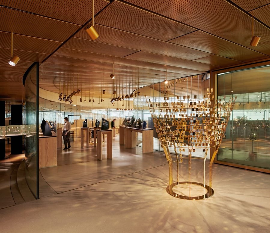 The exhibitions space inside the newly completed Museé Atelier Audemars Piguet is swank and modern. 