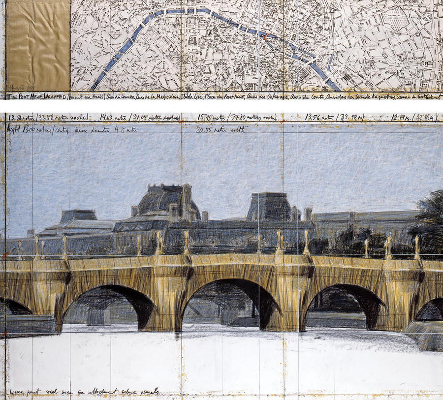 Christo and Jeanne-Claude's Plans for a similarly fabric-centered Pont Neuf installation. 
