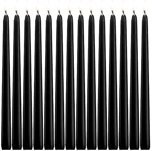 Set of 14 Black Taper Candles available on Amazon
