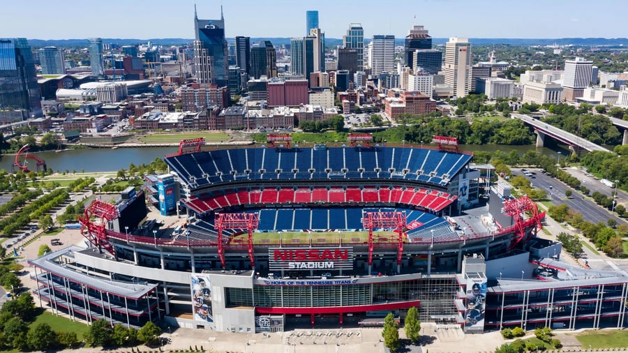 Nissan Stadium, the current home of the Tennessee Titans NFL team.