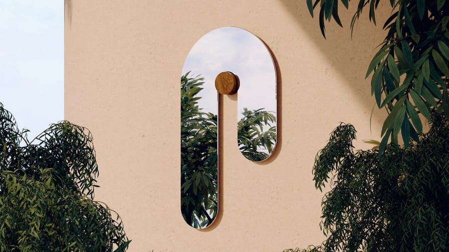 One of several sculptural mirrors featured in Bower Studios' 