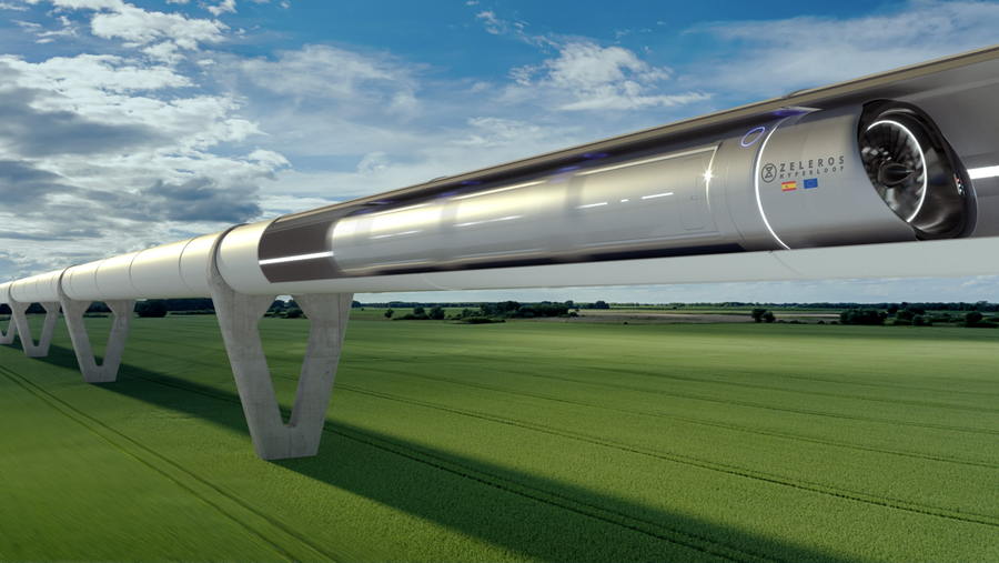 Rendering of a Hyperloop system