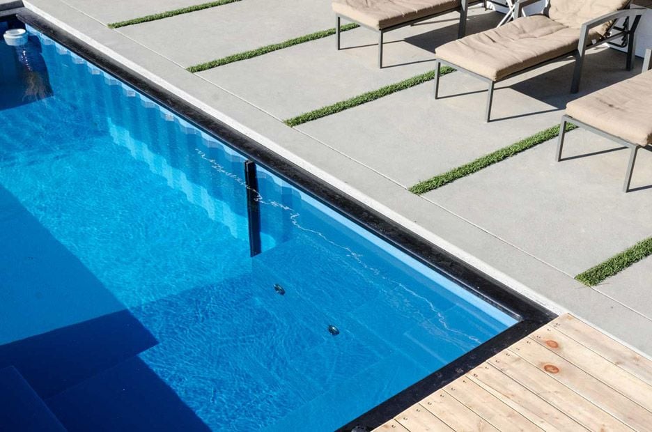 Close-up view of a Modpools Container Pool's sleek underwater detailing. 