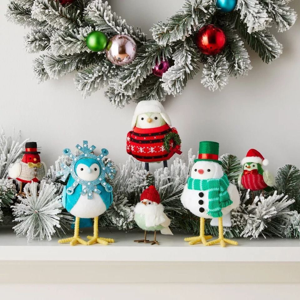 3 Piece Mini Fabric Winter Bird Figurine set featured in Target's 2022 Wondershop holiday collection.