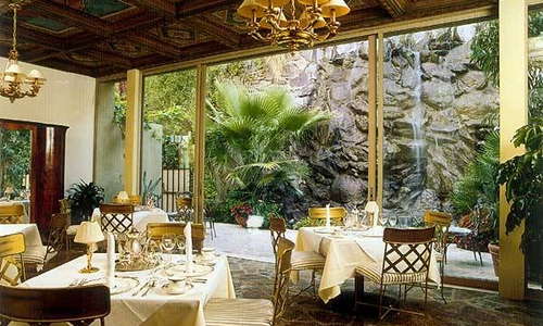 Dining Room with 50-foot waterfall in the background