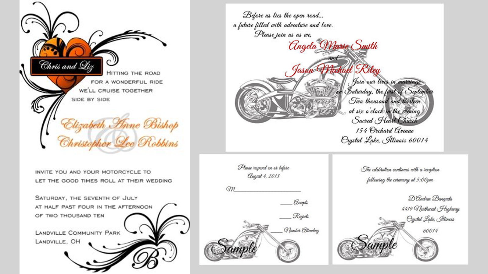 50 100 MOTORCYCLE Vintag Harley Born Ride PERSONALIZED WEDDING Invitation Custom 