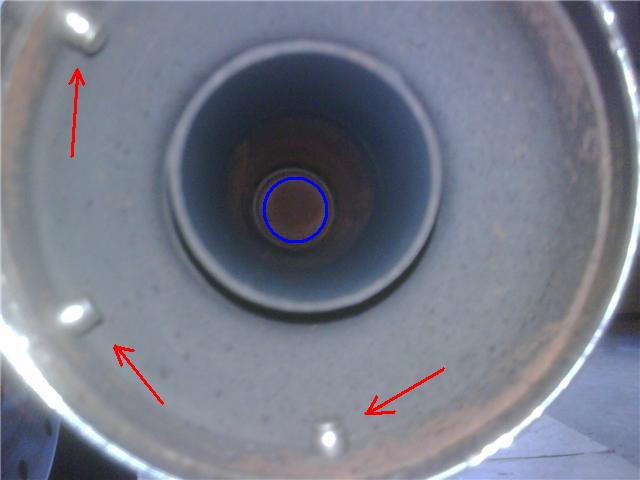 These 3 rivets hold the baffle in the muffler